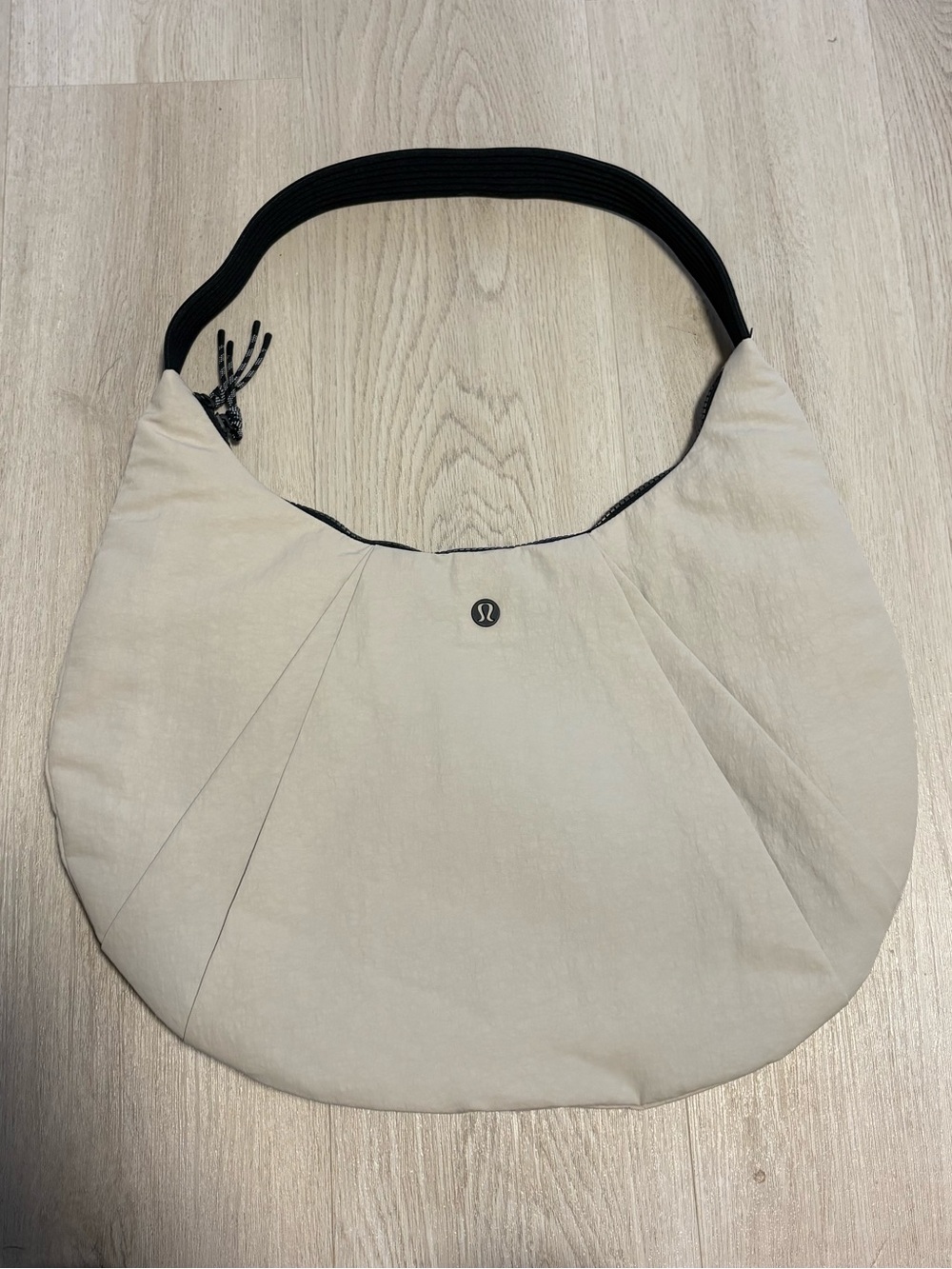 lululemon athletica Cream Shoulder Crescent Bag with Black Strap